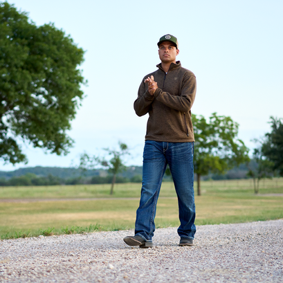 Suéter Ariat Caldwell Logo Cremallera 1/4 Café