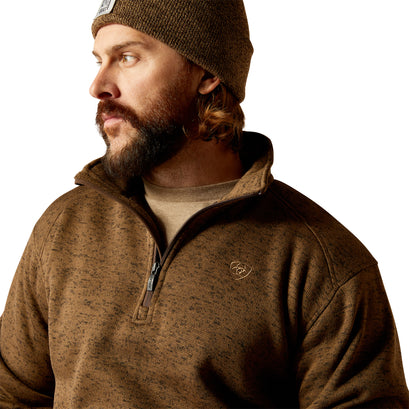 Suéter Ariat Caldwell Logo Cremallera 1/4 Café