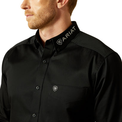 Camisa Ariat Team Logo Twill Negro/Gris Corte Fitted