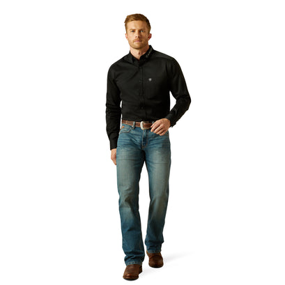 Camisa Ariat Team Logo Twill Negro/Gris Corte Fitted