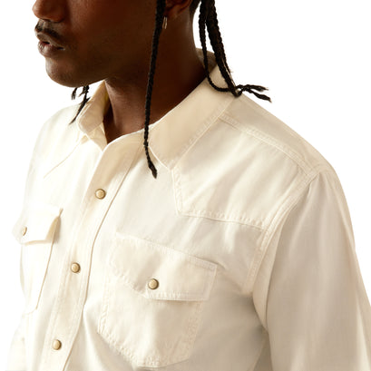 Camisa Ariat Jurlington Blanco Corte Retro Botón a Presión