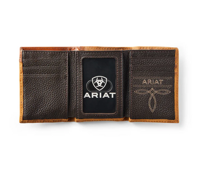 Cartera Bifold con Bordado de Flores