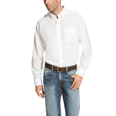Camisa Ariat Lisa Blanco Libre De Arrugas Corte Clásico