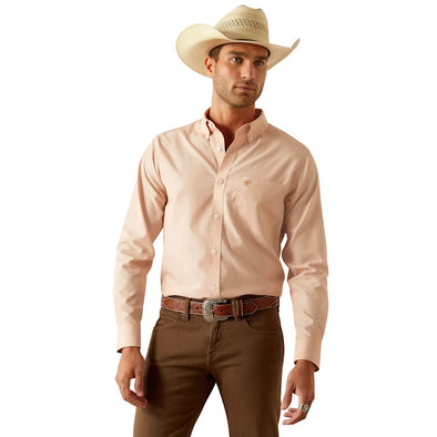 Camisa Ariat Lisa Café Libre De Arrugas Corte Fitted