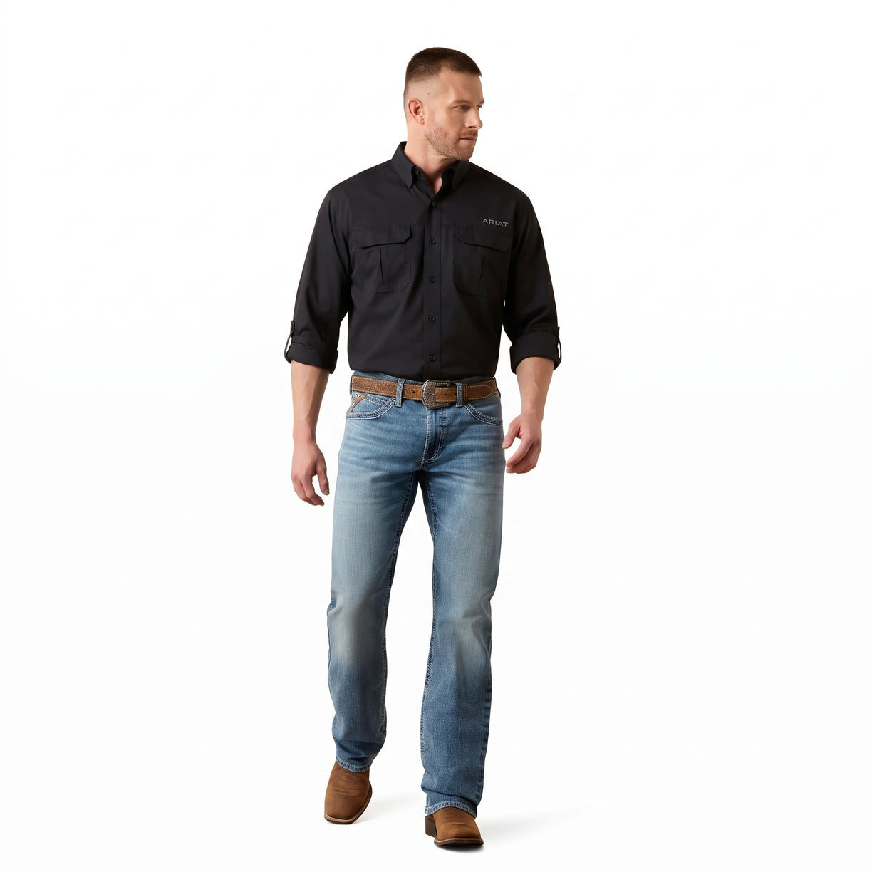 Camisa Ariat VentTEK Outbound Corte Fitted Negro
