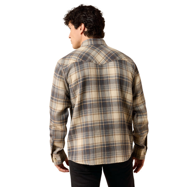 Camisa Ariat Fitted de Tejido Waffle Gris Ostrа a Cuadros