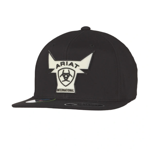 Gorra Ariat Negra Logo De Toro Blanco