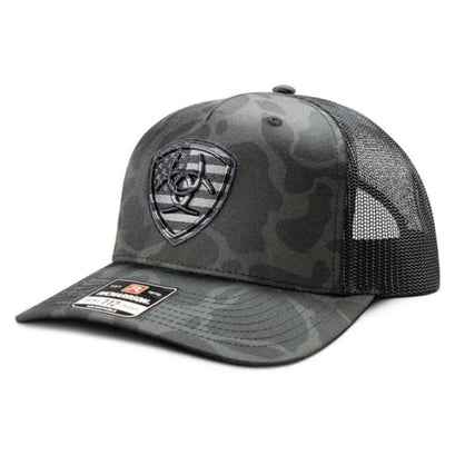 Gorra Ariat Camuflaje Negro/Gris Escudo Bordado