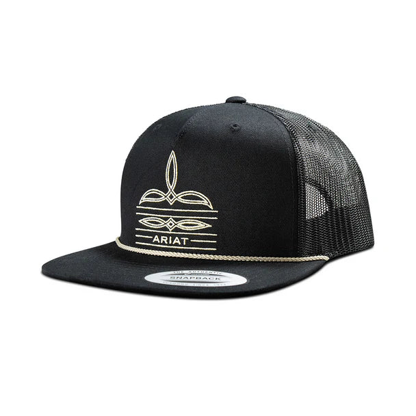Gorra Ariat Toe Bug Stitch Brim Rope Black