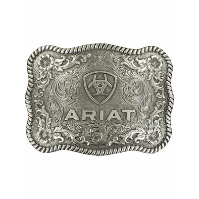 Hebilla Ariat Rectangular Color Plata Antigua