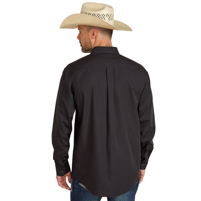 Camisa Ariat Lisa Negro Libre De Arrugas Corte Clásico