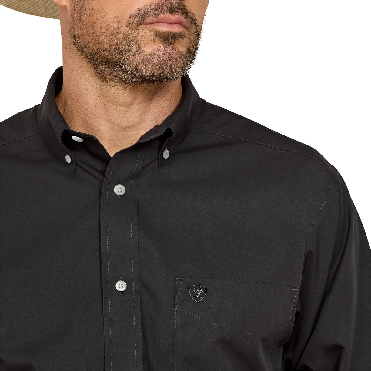 Camisa Ariat Lisa Negro Libre De Arrugas Corte Clásico