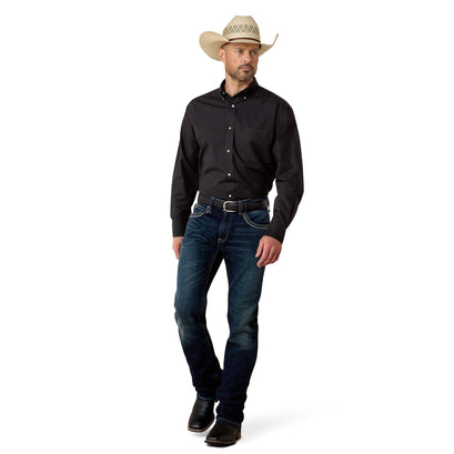 Camisa Ariat Lisa Negro Libre De Arrugas Corte Clásico