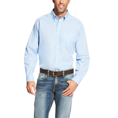 Camisa Ariat Lisa Azul Libre De Arrugas Corte Clásico