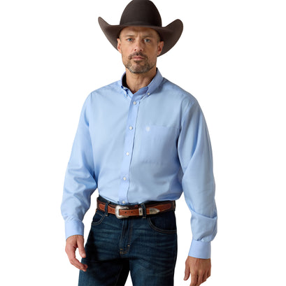 Camisa Ariat Lisa Azul Libre De Arrugas Corte Clásico