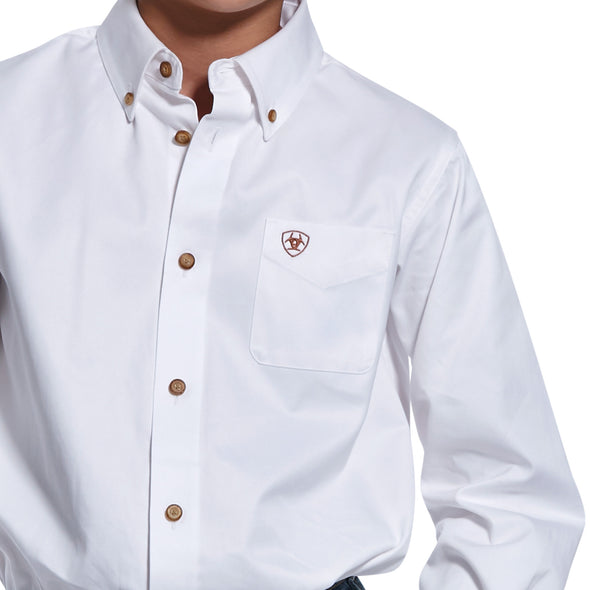 Boys Solid Twill Shirt White