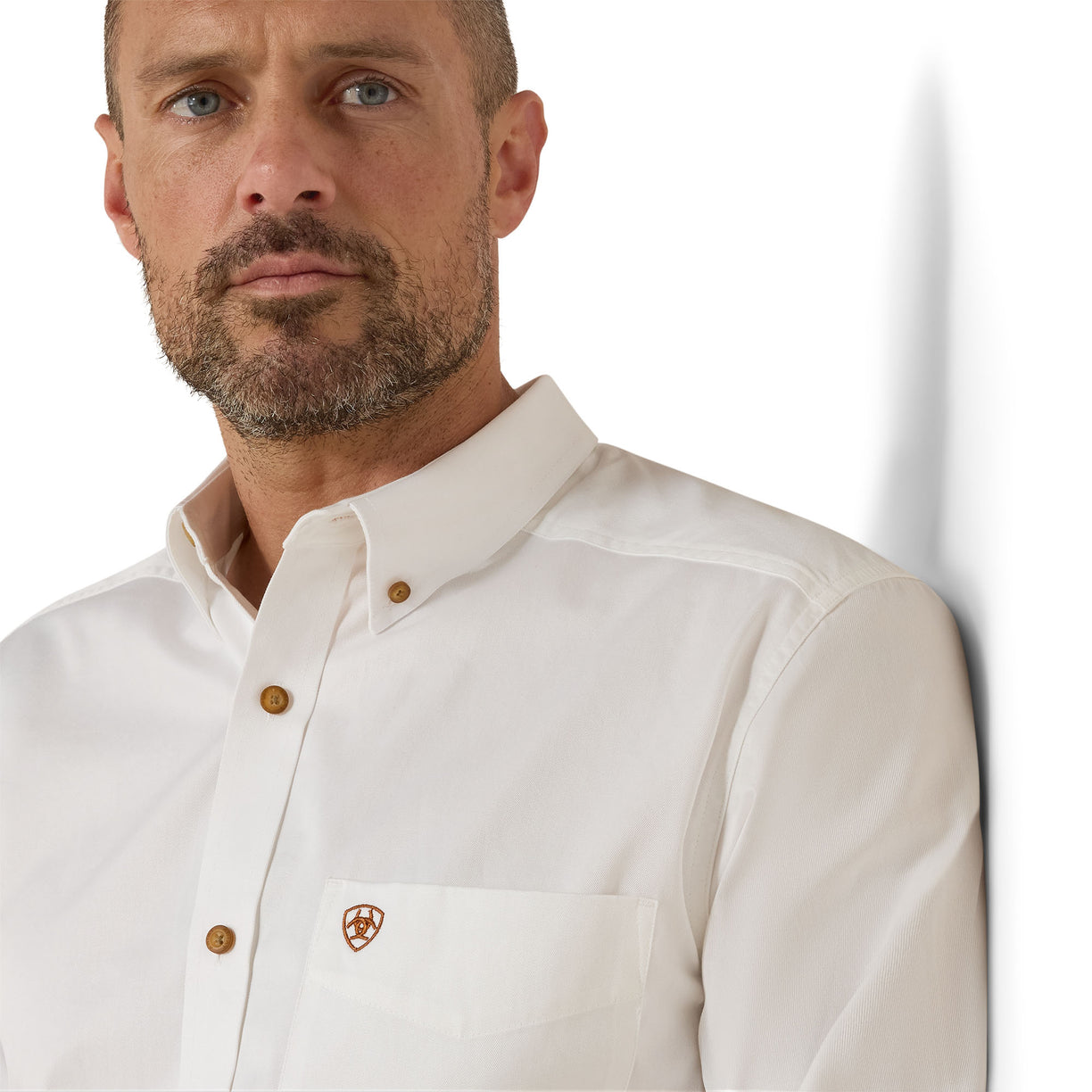Camisa Ariat Solid Twill Blanco Corte Fitted