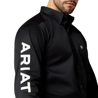 Camisa Team Logo Twill Negro Corte Fitted