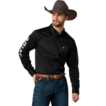 Camisa Team Logo Twill Negro Corte Fitted