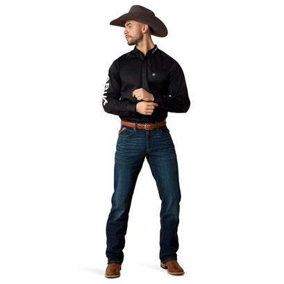 Camisa Team Logo Twill Negro Corte Fitted