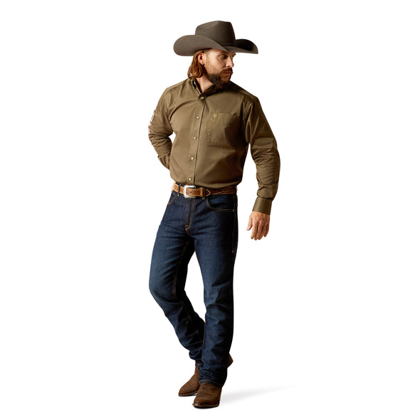Camisa Ariat Team Logo Twill Verde Oliva Corte Clásico