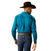 Camisa Ariat Team Logo Twill Turquesa Corte Clásico