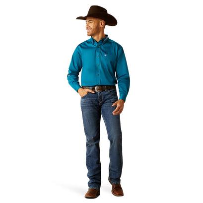 Camisa Ariat Team Logo Twill Turquesa Corte Clásico