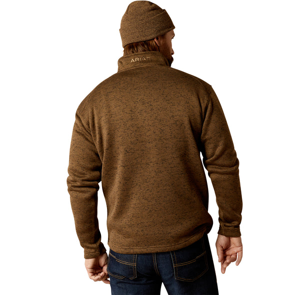 Suéter Ariat Caldwell Logo Cremallera 1/4 Café