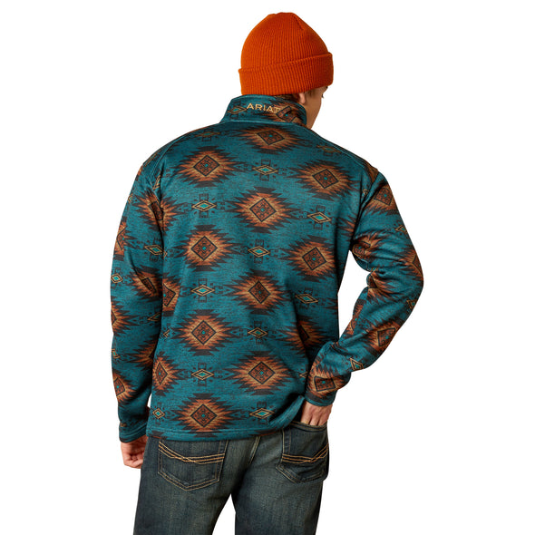 Suéter Ariat Caldwell Logo Cremallera 1/4 Azul Coral