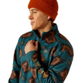 Suéter Ariat Caldwell Logo Cremallera 1/4 Azul Coral