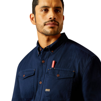 Camisa Ariat Work Rebar Washed Twill Navy
