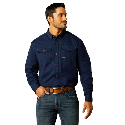 Camisa Ariat Work Rebar Washed Twill Navy