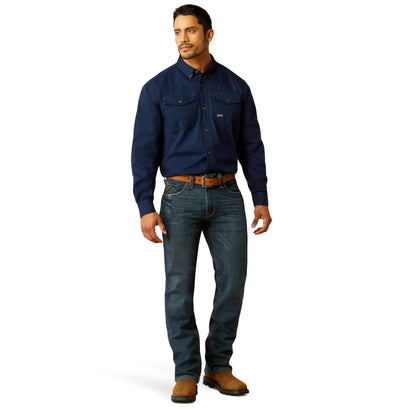 Camisa Ariat Work Rebar Washed Twill Navy