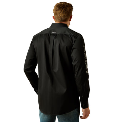 Camisa Ariat Team Logo Twill Negro/Gris Corte Fitted