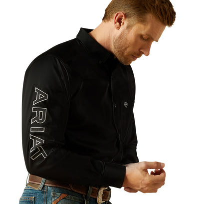 Camisa Ariat Team Logo Twill Negro/Gris Corte Fitted