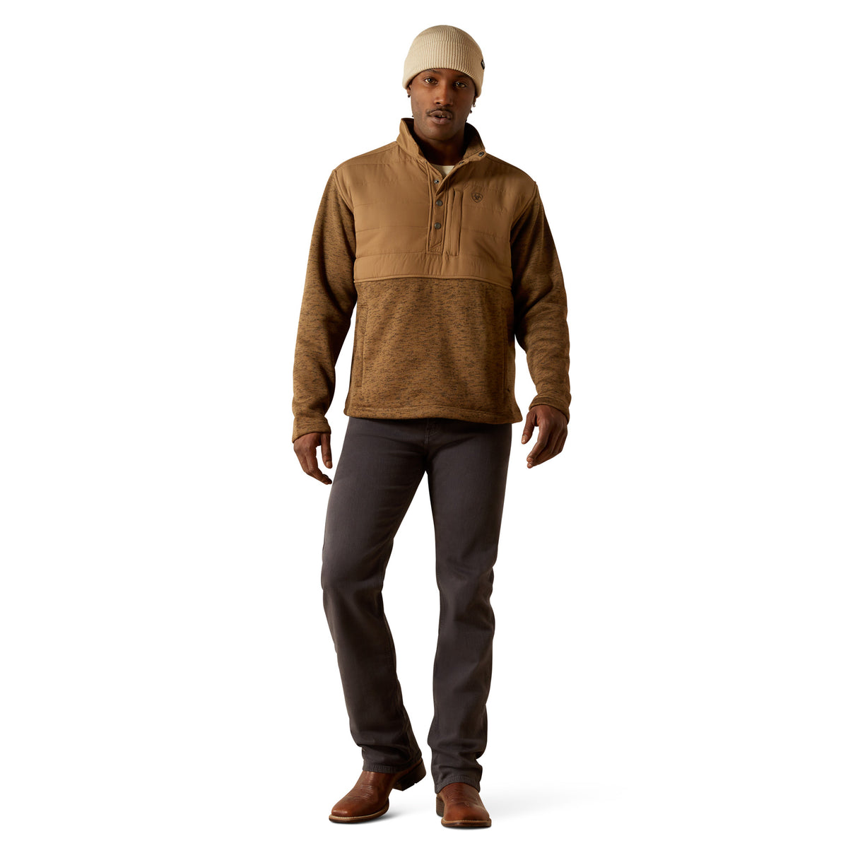 Suéter Ariat Caldwell Khaki Con Botones a Presión Reforzados