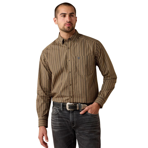 Camisa Ariat Coby Grey Blue Multi Vertical Corte Clásico