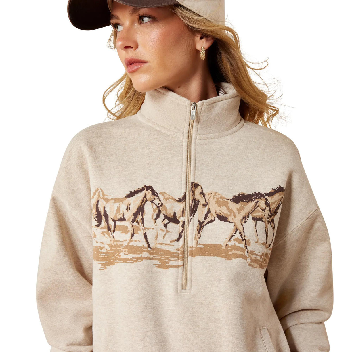 Sudadera Ariat Running Wild 1/2 Zip Oatmeal Heather