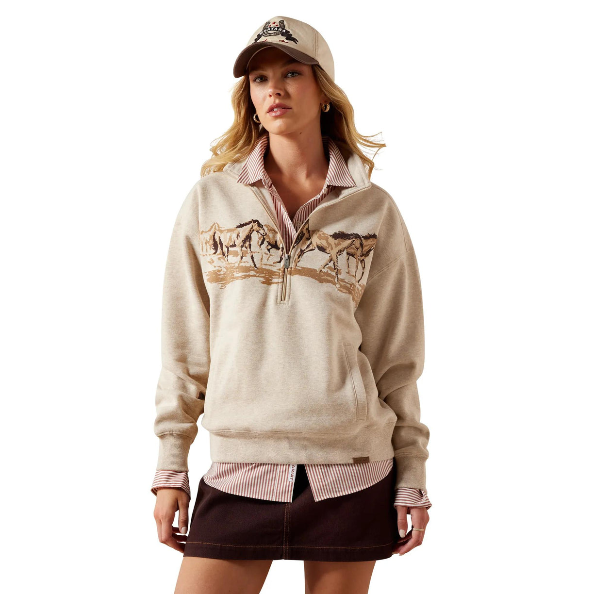 Sudadera Ariat Running Wild 1/2 Zip Oatmeal Heather