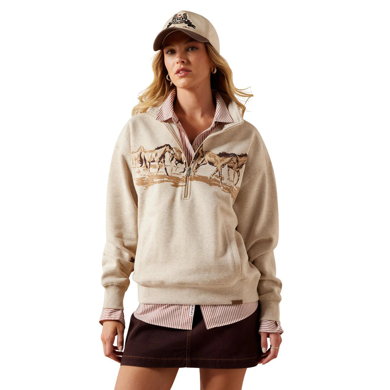 Sudadera Ariat Running Wild 1/2 Zip Oatmeal Heather