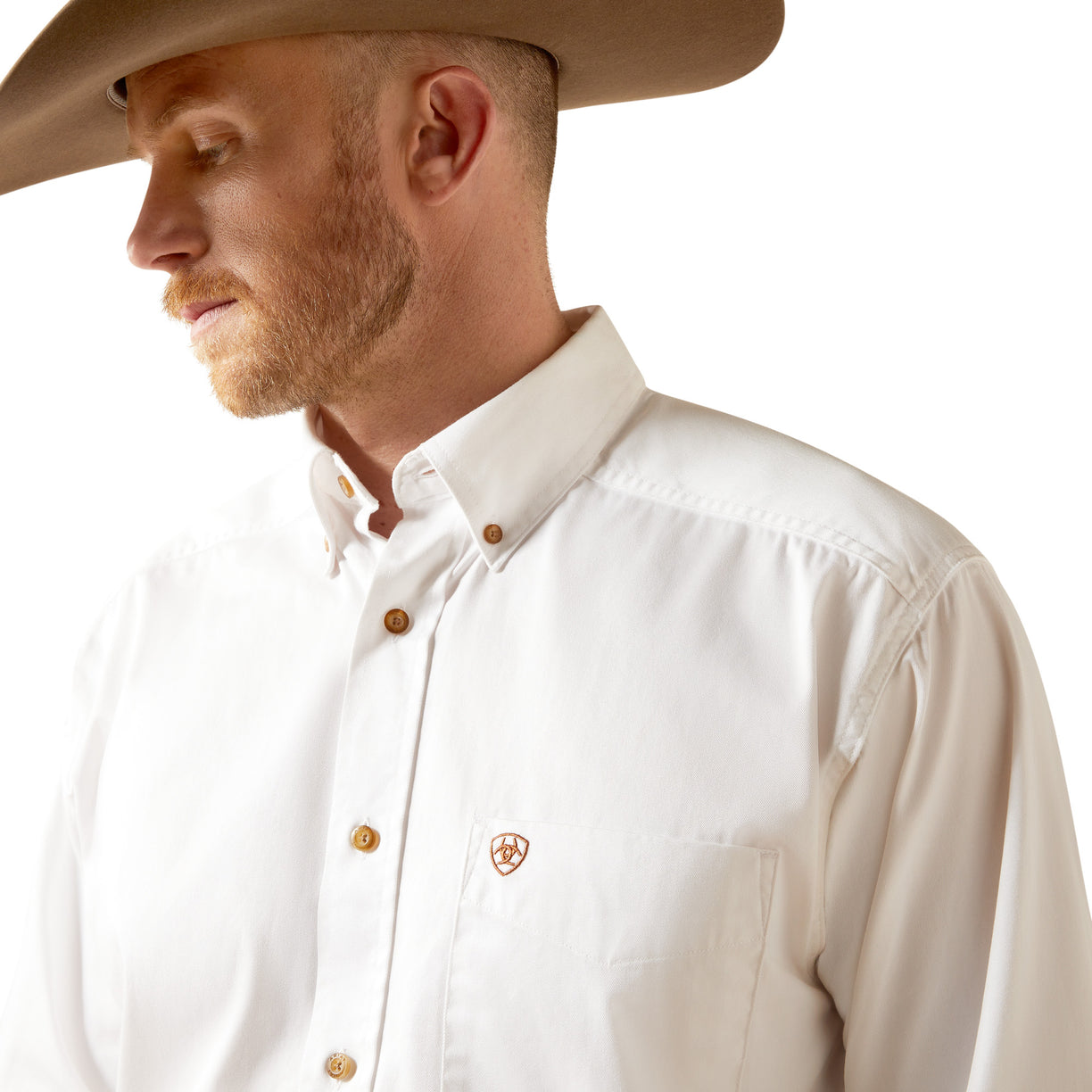 Camisa Ariat Solid Twill Blanco Corte Clásico