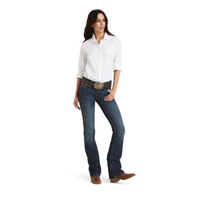 Jeans R.E.A.L. Amora Stretch Tiro Medio Corte De Bota