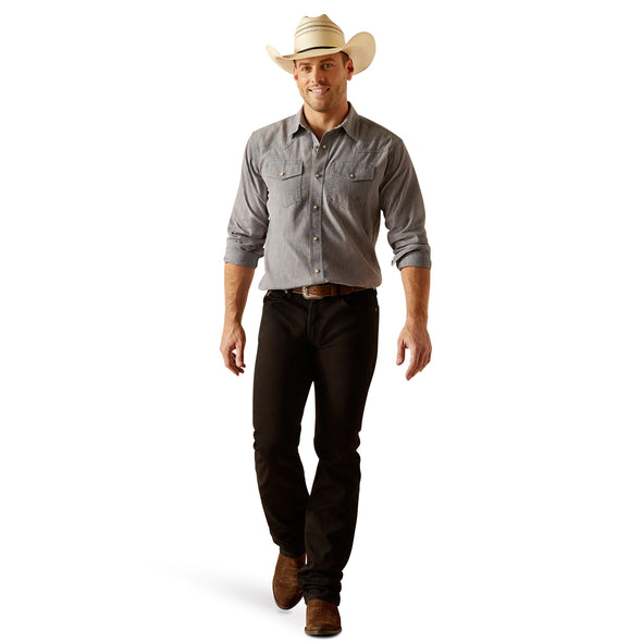 Camisa Ariat Jurlington Chambray Blue Corte Retro Botón A Presión