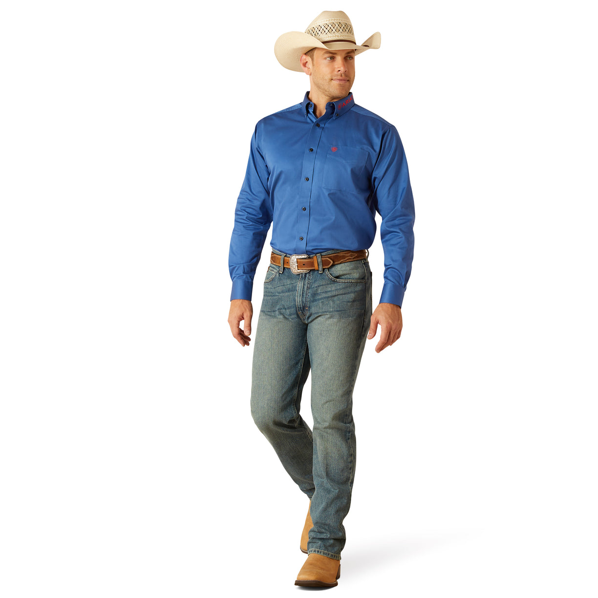 Camisa Ariat Team Logo Twill Cobalt Corte Clásico