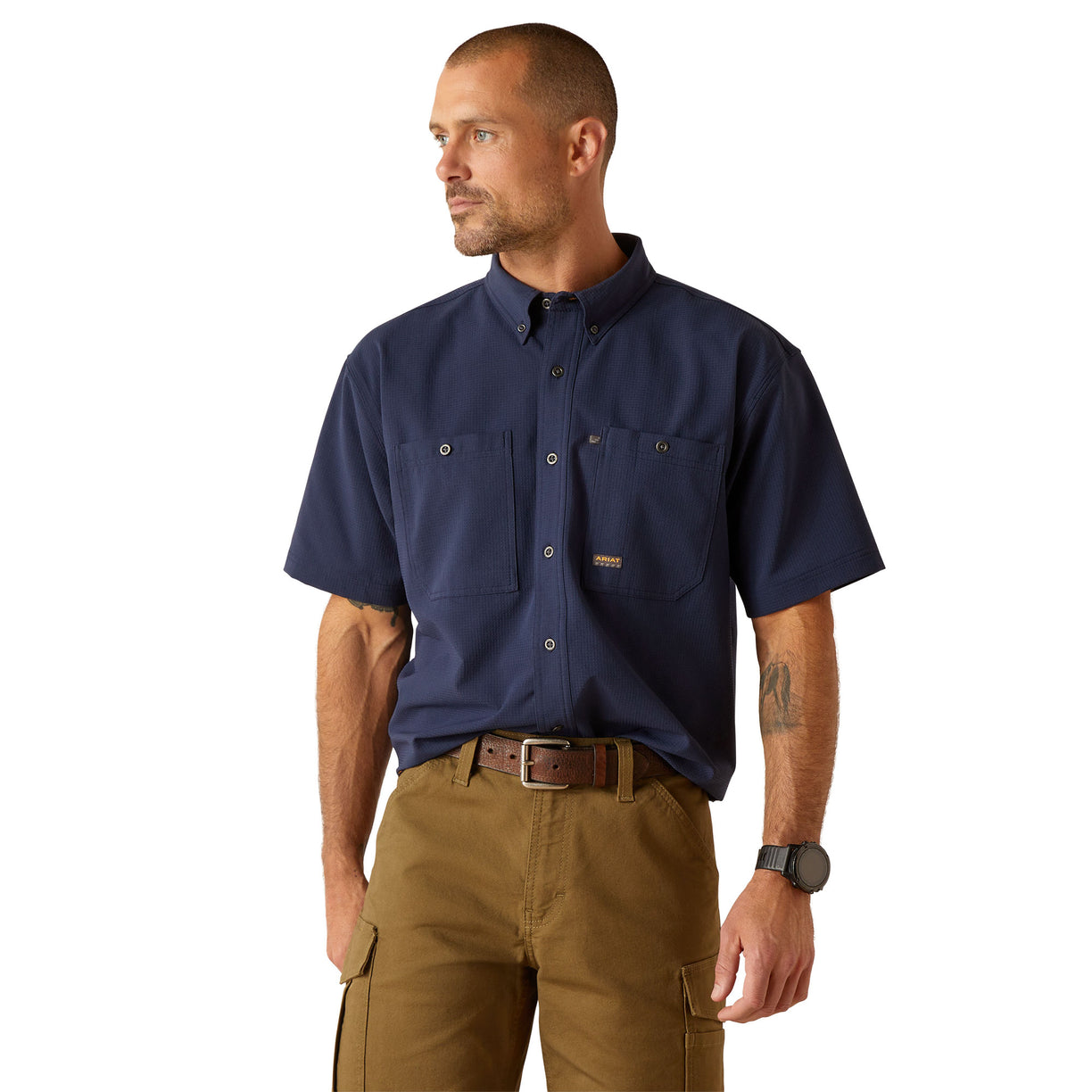 Camisa Ariat Rebar Made Tough 360 Navy Airflow Work
