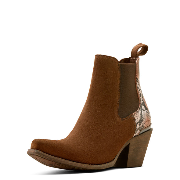 Botín Vaquero Ariat Bradley Gamuza Café Snake Print