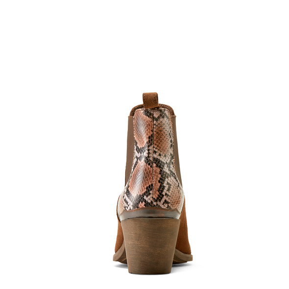 Botín Vaquero Ariat Bradley Gamuza Café Snake Print