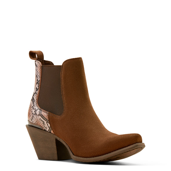 Botín Vaquero Ariat Bradley Gamuza Café Snake Print
