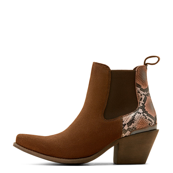 Botín Vaquero Ariat Bradley Gamuza Café Snake Print