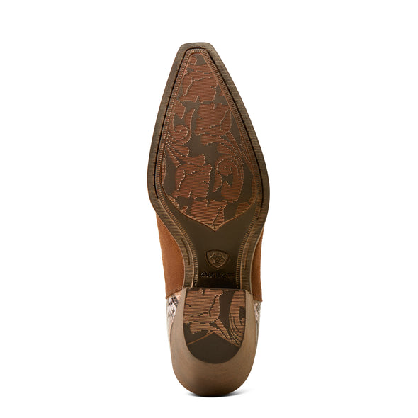 Botín Vaquero Ariat Bradley Gamuza Café Snake Print